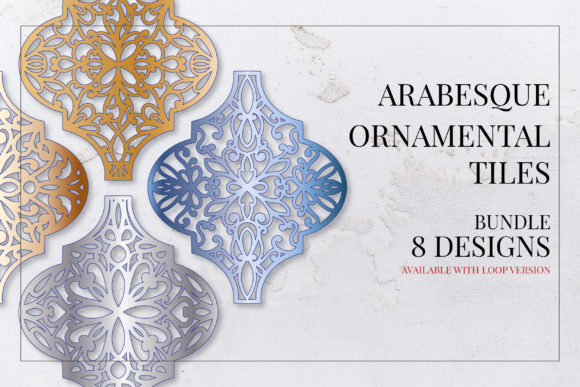 Arabesque Christmas Ornamental Tiles Illustrations