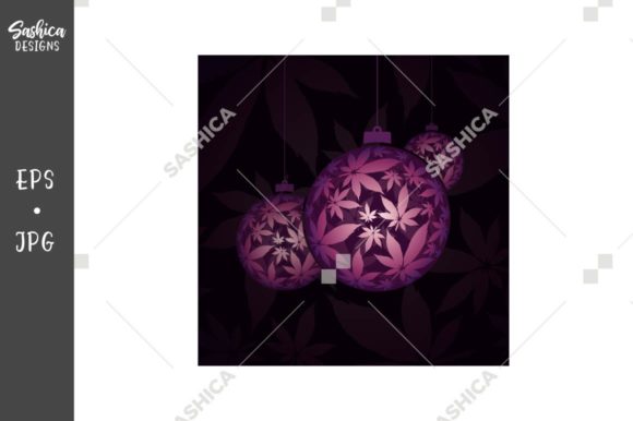 Christmas Ball and Weed Leaves Vector