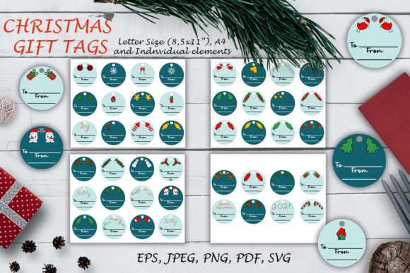 Christmas Blue Gift Tags SVG Files