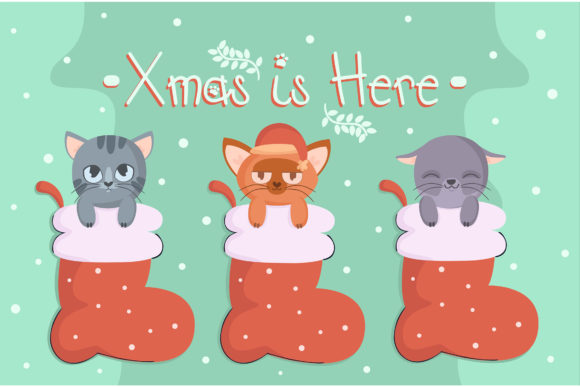Christmas Cat Illustration for Branding and Seasonal Design