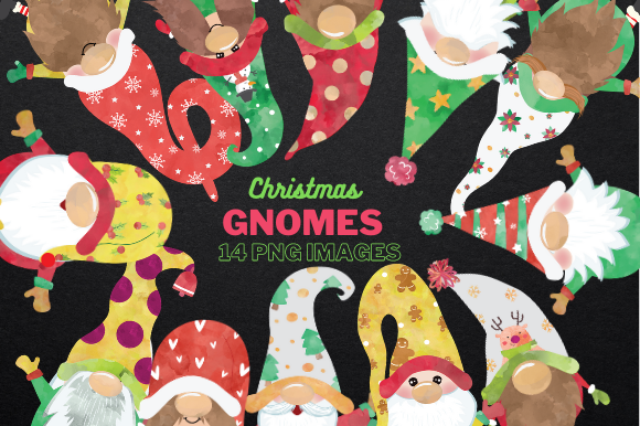 Christmas Clipart, Christmas Gnomes for Seasonal Design