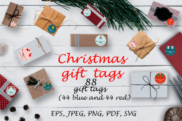 Christmas Gift Tags SVG Files. 88 Tags