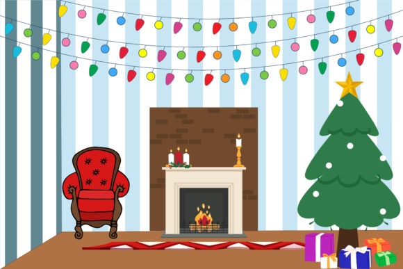 Christmas Home Decoration Chimney Vector Illustration Review