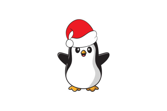 Christmas Penguin in Santa Hat Vector Design Review