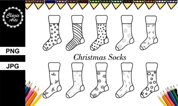 Christmas Socks Black and White