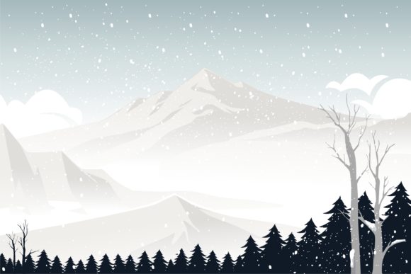 Christmas View at Cold Snowy Mountain Illustrations
