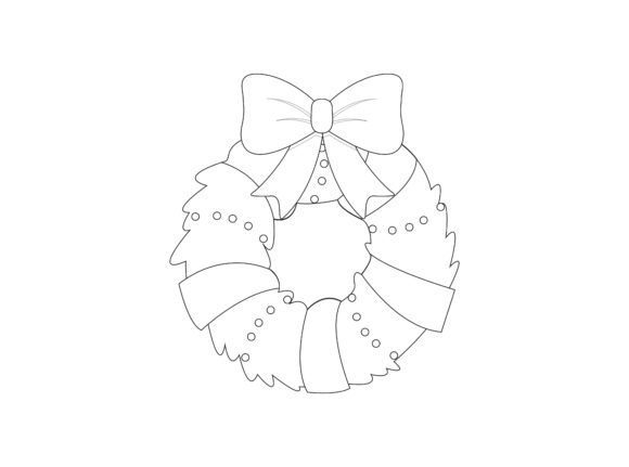 Christmas Wreath Outline Icon Vector