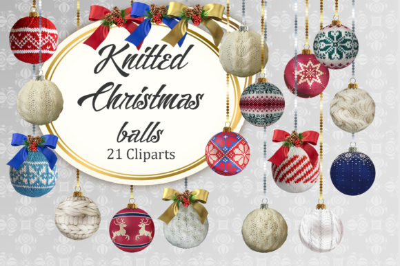 Knitted Christmas Balls Illustrations