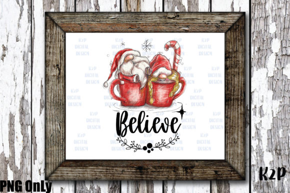 Sublimation Christmas Gnome Believe PNG Illustrations